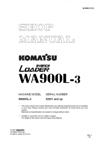 repair manual Komatsu Avance Loader WA900L-3 Shop Manual PDF