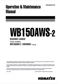 repair manual Komatsu Backhoe Loader WB150AWS-2 Operation and Maintenance Manual PDF