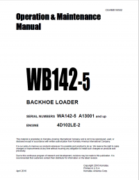 repair manual Komatsu Backhoe Loader WB142-5 Operation and Maintenance Manual PDF
