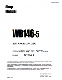 repair manual Komatsu Backhoe Loader WB146-5 Shop Manual PDF