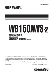 repair manual Komatsu Backhoe Loader WB150AWS-2 Shop Manual PDF