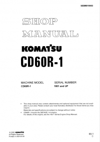 repair manual Komatsu CD60R-1 Crawler Carrier Shop Manual PDF