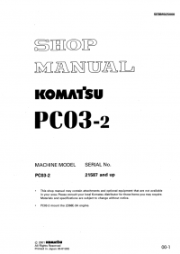 repair manual Komatsu Crawler Excavator PC03-2 Shop Manual PDF