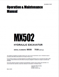 repair manual Komatsu Crawler Excavator MX502 Operation and Maintenance Manual PDF