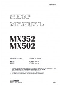 repair manual Komatsu Crawler Excavator MX352, MX502 Shop Manual PDF