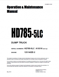 repair manual Komatsu Dump Truck HD785-5LC Operation and Maintenance Manual PDF