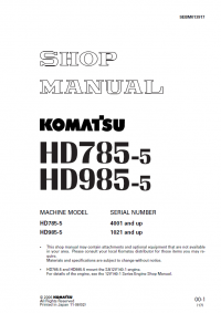 repair manual Komatsu Dump Truck HD785-5, HD985-5 Shop Manual PDF