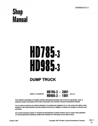 repair manual Komatsu Dump Truck HD785-3, HD985-3 Shop Manual PDF