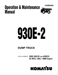 repair manual Komatsu Dump Truck 930E-2 Set of Operation and Maintenance Manuals PDF