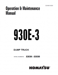 repair manual Komatsu Dump Truck 930E-3 Set of Operation and Maintenance Manuals PDF
