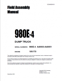 repair manual Komatsu Dump Truck 980E-4 Field Assembly Manual PDF