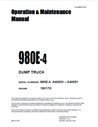 repair manual Komatsu Dump Truck 980E-4 Operation and Maintenance Manual PDF