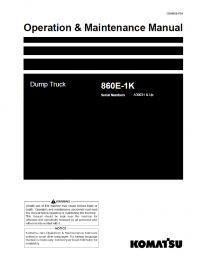 repair manual Komatsu Dump Truck 860E-1K Operation and Maintenance Manual PDF