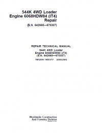 repair manual John Deere 544K 4WD Loader Engine 6068HDW84 (iT4) Manual TM12099 PDF