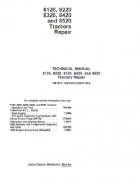 repair manual John Deere 8120-8520 Tractors Repair Tehnical Manual PDF