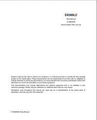 repair manual Doosan Track Excavator DX300LC Shop Manual PDF