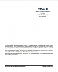 repair manual Doosan Daewoo Excavator DX340LC Operation and Maintenance Manual PDF