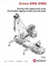 repair manual Grove Truck Crane GMK 6400 Permissible Rigging Modes And Axle Loads PDF Manual