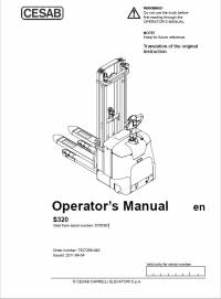 repair manual Cesab Warehouse S320 Operator’s Manual PDF