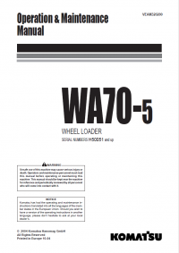 repair manual Komatsu WA70-5 Wheel Loader Operation and Maintenance Manual PDF