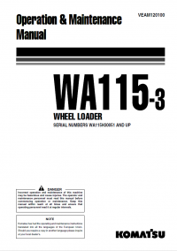 repair manual Komatsu Wheel Loader WA115-3 Operation and Maintenance Manual PDF