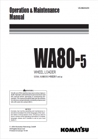 repair manual Komatsu Wheel Loader WA80-5 Operation and Maintenance Manual PDF