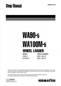 repair manual Komatsu Wheel Loader WA90-5, WA100M-5 Shop Manual PDF