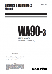 repair manual Komatsu Wheel Loader WA90-3 Operation and Maintenance Manual PDF