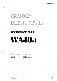 repair manual Komatsu Wheel Loader WA40-1 Shop Manual PDF