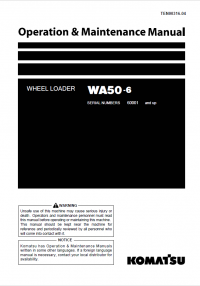 repair manual Komatsu Wheel Loader WA50-6 Operation and Maintenance Manual PDF