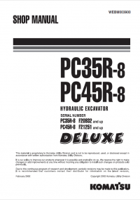 repair manual Komatsu PC35R-8, PC45R-8 Deluxe Hydraulic Excavator Shop Manual PDF