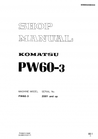 repair manual Komatsu PW60-3 Hydraulic Excavator Shop Manual PDF