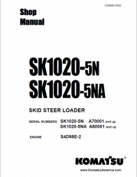 repair manual Komatsu SK1020-5N, SK1020-5NA Skid-Steer Loader Shop Manual PDF