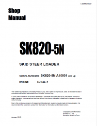 repair manual Komatsu Skid Steer Loader SK820-5N Shop Manual PDF