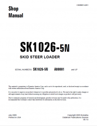 repair manual Komatsu Skid-Steer Loader SK1026-5N Shop Manual PDF
