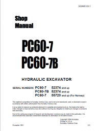 repair manual Komatsu Hydraulic Excavator PC60-7, PC60-7B Set of Shop Manuals PDF