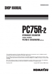 repair manual Komatsu Hydraulic Excavator PC75R-2 Shop Manual PDF