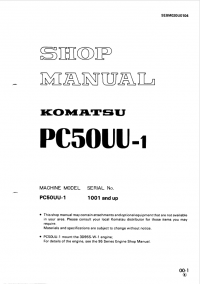 repair manual Komatsu Hydraulic Excavator PC50UU-1 Shop Manual PDF