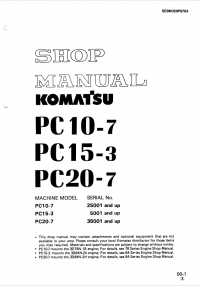 repair manual Komatsu Hydraulic Excavator PC10-7, PC15-3, PC20-7 Shop Manual PDF