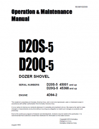 repair manual Komatsu Crawler Loader D20S,Q-5 Operation and Maintenance Manual PDF