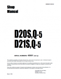 repair manual Komatsu Crawler Loader D20S,Q-5, D21S,Q-5 Shop Manual PDF