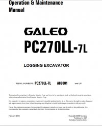 repair manual Komatsu Galeo PC270LL-7L Logging Excavator Operation and Maintenance Manual PDF