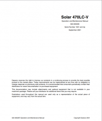 repair manual Daewoo Solar 470LC-V Excavator Operation and Maintenance Manual PDF