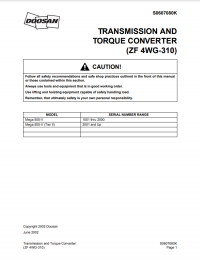 repair manual Doosan Mega 500-V Machine Transmission and Torque Converter PDF
