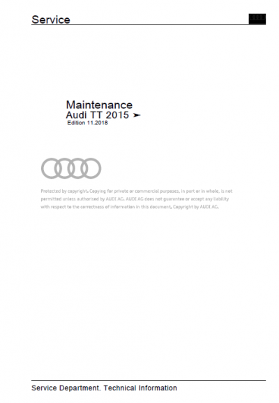 AUDI TT 2015-2020 Factory Service Manual PDF