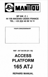 repair manual Manitou Access Platform 165ATJ Repairs Manual PDF