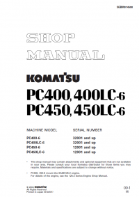 repair manual Komatsu PC400, 400LC-6, PC450, 450LC-6 Machine Shop Manual PDF