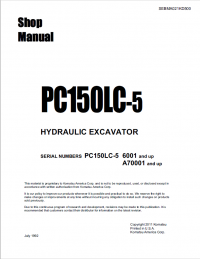 repair manual Komatsu PC150LC-5 Hydraulic Excavator Shop Manual PDF