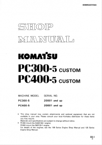 repair manual Komatsu PC300-5, PC400-5 Custom Shop Manual PDF