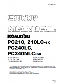 repair manual Komatsu Machine Model PC210, 210LC-6K, PC240LC, PC240NLC-6K Shop Manual PDF